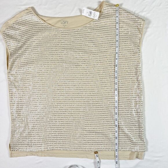NWT Loft Tshirt XL Gold Sequin Glam Going Out Party Boxy Mob Wife Boho Chic - Picture 8 of 8